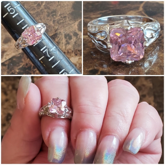 Genuine 3ct Pink & White Sapphire Ring Size 6 - Picture 8 of 8